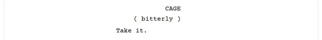 Parenthetical​ in screenplay formating