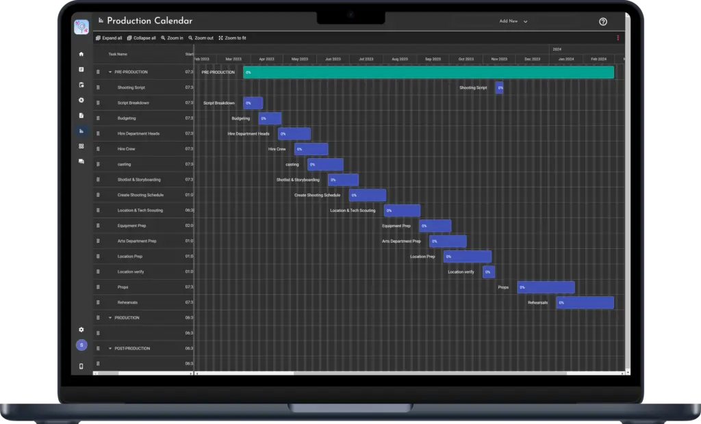 Studiovity production calendar