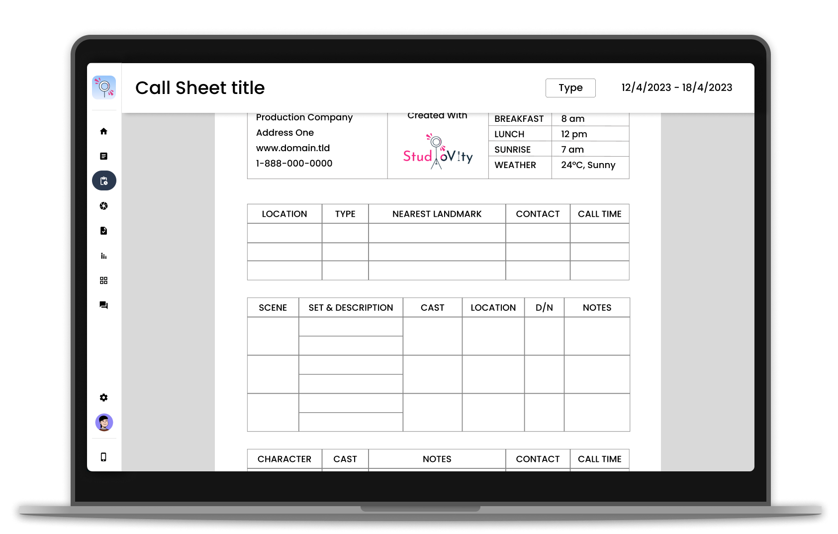 Prepare For Your Next Production With These Free Call Sheet Templates 