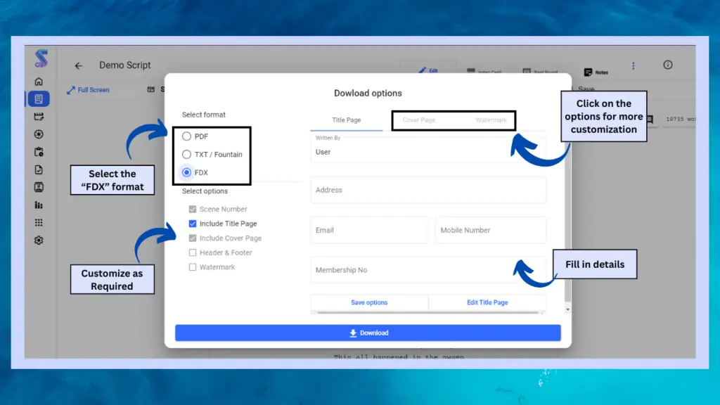 How to Download a Film Script in FDX Format in Studiovity