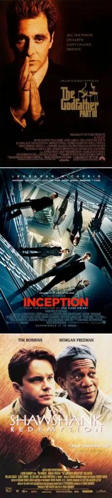 The Godfather, inception, Shawshank redemption movie plot explained