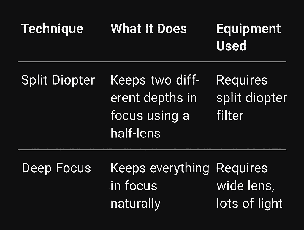 Split diopter vs deep focus
