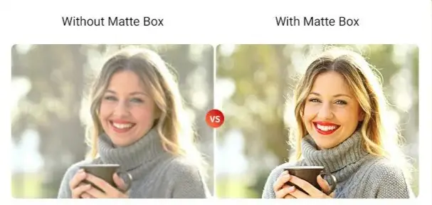 Before and after using a matte box