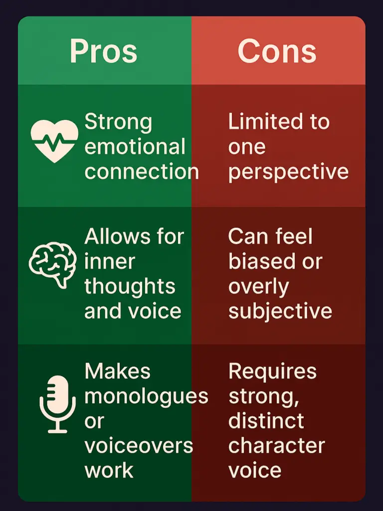 Pros and cons of first person point of view in storytelling