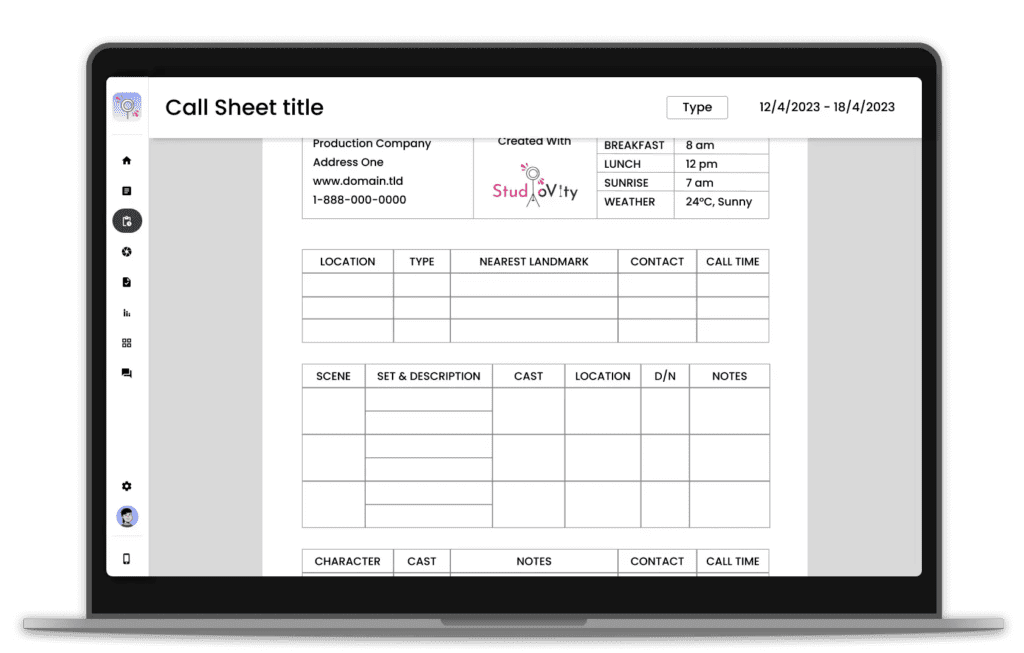 Anatomy of a Call Sheet : Essential Guide for Filmmakers, Cast, and ...