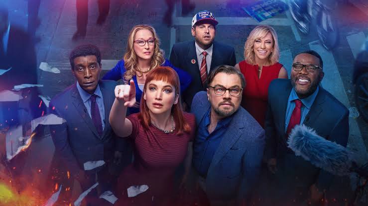 Don’t Look Up uses absurdity to explore public denial of climate change, satirizing media, politics, and modern apathy simultaneously.