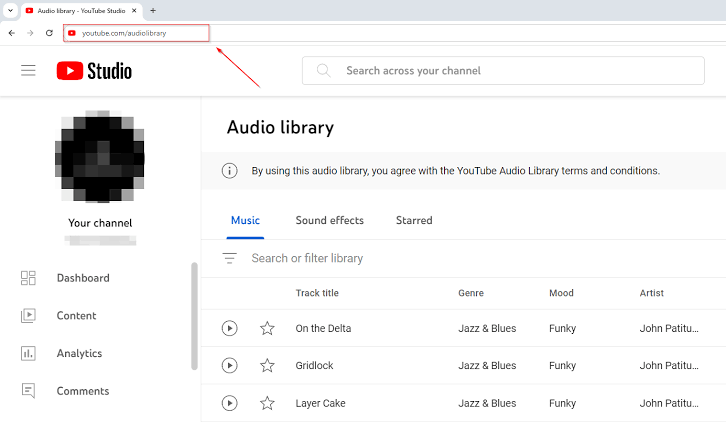 YouTube audio library guide