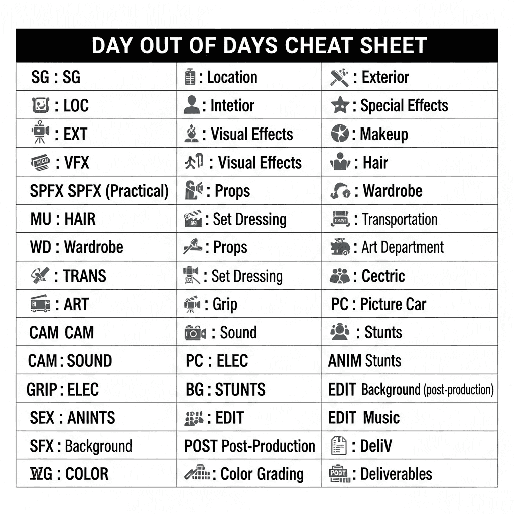 Day Out of Days Cheat Sheet codes