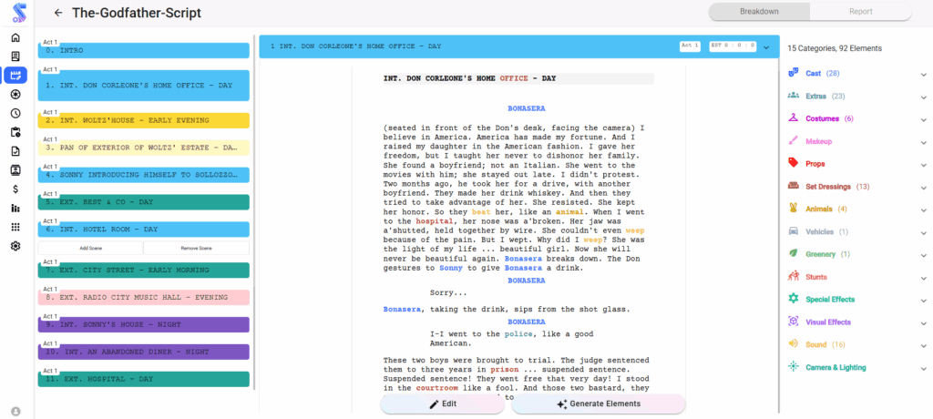 script breakdown studiovity