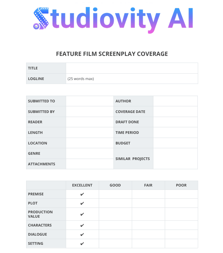 Script Coverage Template studiovity ai