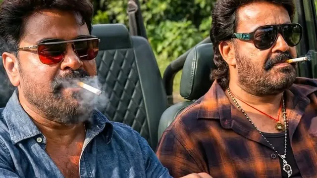 Bha Bha Ba 2025 movie stylish still showing two lead characters in a jeep during a bold and mass moment