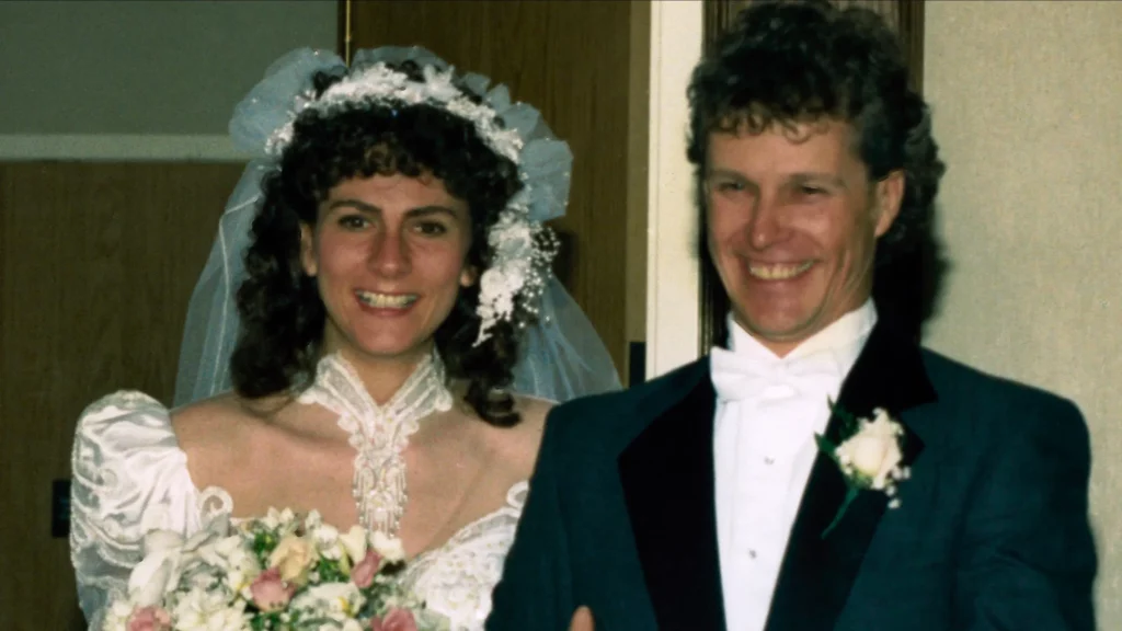 Wedding photo of Linda Carman and her husband, illustrating the family history behind The Carman Family Deaths true story.