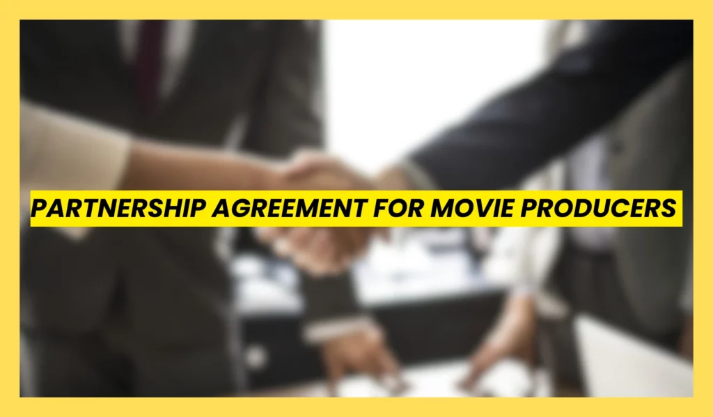 Partnership agreement for movie producers symbolized by a professional handshake during a film production deal