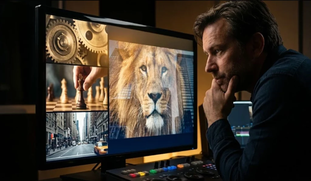Film editing techniques using montage and visual metaphor to shape movie storytelling