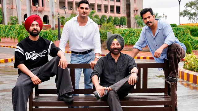 Border 2 cast featuring Sunny Deol, Varun Dhawan and Diljit Dosanjh during film production