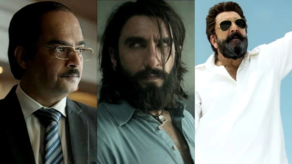 The powerful ensemble cast of Dhurandhar featuring Akshaye Khanna, Ranveer Singh, and Sanjay Dutt, whose performances powered the film's massive opening weekend box office collection.