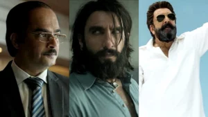 The powerful ensemble cast of Dhurandhar featuring Akshaye Khanna, Ranveer Singh, and Sanjay Dutt, whose performances powered the film's massive opening weekend box office collection.
