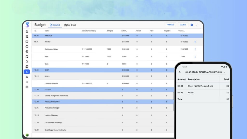 FILM BUDGETING SOFTWARE STUDIOVITY