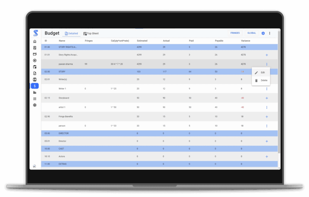film Budgeting software