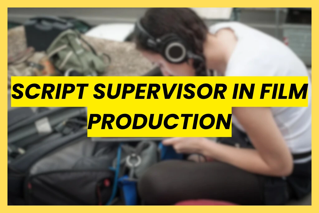 Script supervisor in film production managing continuity notes, props, and scene details on a live film set
