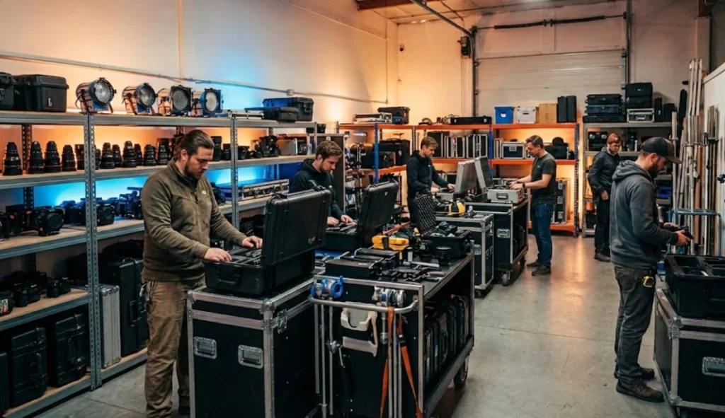 Rent vs buy film equipment inside a professional camera rental house