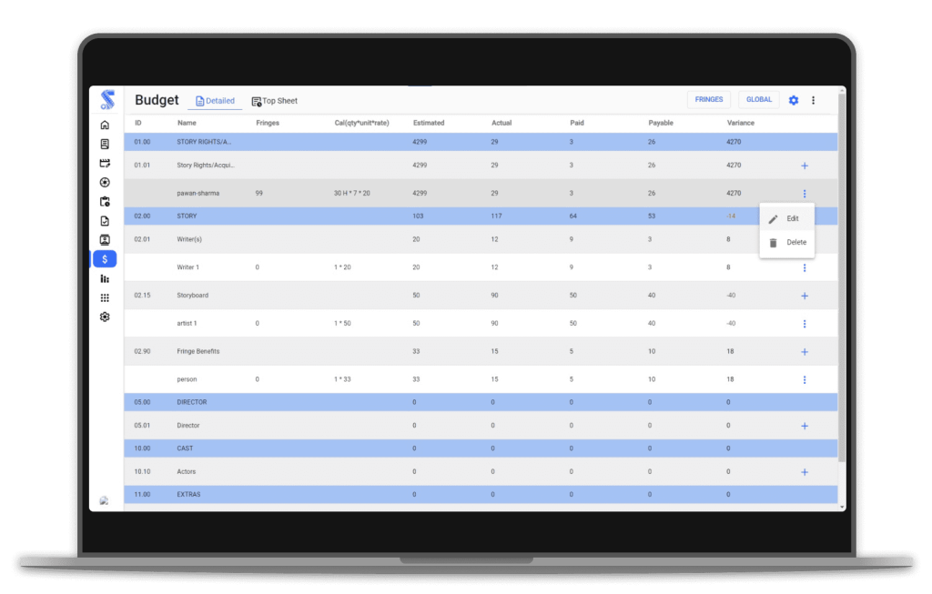 film budgeting software studiovity ai
