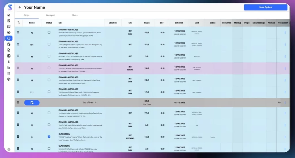 film scheduling software