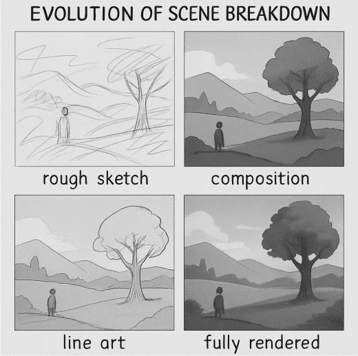 Shot Division AI demonstrating the scene breakdown process used in filmmaking and storyboarding
