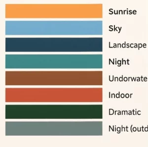 A simplified 'stripboard' view showing color-coded horizontal strips representing different scenes.