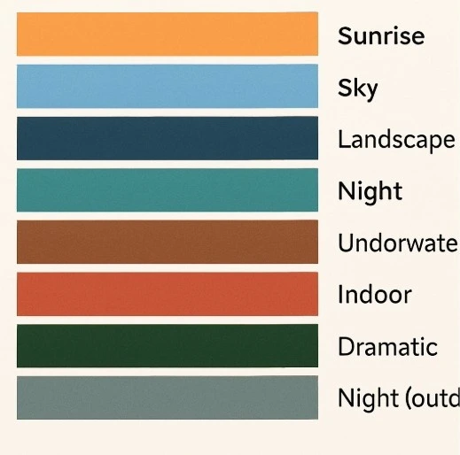 A simplified 'stripboard' view showing color-coded horizontal strips representing different scenes.