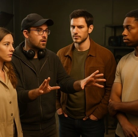 Director explaining scene to actors