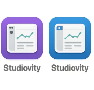 A side-by-side comparison of two modern software icons, focusing on the Studiovity dashboard.