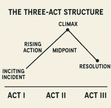 Diagram illustrating the three-act structure in a screenplay