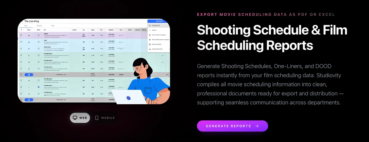 Shooting Schedule & Film Scheduling Reports